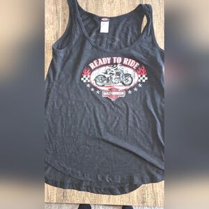 Harley-Davidson Black and Red Graphic Tank Size Medium West Indies Barbados